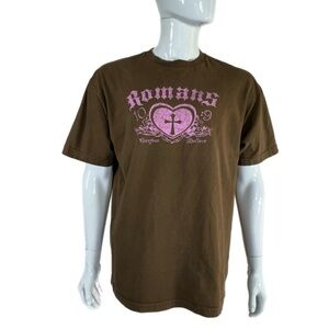 Unisex Brown Pink Romans 10:9 Confess Believe Cotton Short Sleeve Tee